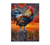 Liorosa Golden Hour - Casse-tête Sentinelle pour adultes de 500 pièces, coq vibrant avec plumes irisées contre le ciel du coucher du soleil, design vibrant et unique, loisirs et défis exploratoires