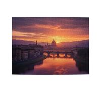 Liorosa Golden Hour In Florence - Puzzle de 500 pièces pour adultes - Réflexion vibrante de la rivière - Puzzle en bois de qualité supérieure pour les amateurs d'art et les collectionneurs