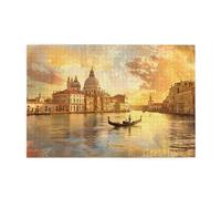 Liorosa Golden Venice Puzzle pour adultes 1000 pièces, crépuscule de ville vintage, vibrant et unique, adapté pour les loisirs en famille et le divertissement, l'exercice des compétences pratiques et