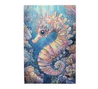Liorosa Hippocampe enchanté dans le royaume de corail 1000 pièces de puzzles en bois pour adultes, puzzle en bois aquarelle vibrante, défi fantastique océan, chaque pièce est unique, cadeaux pour les