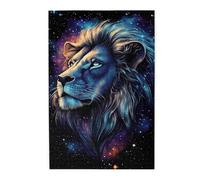 Liorosa Lion royal dans la nature cosmique 1000 pièces de puzzle en bois pour adulte, crinière dorée contre la nuit étoilée, loisirs exploratoires et défis, adapté pour les soirées de jeu et les