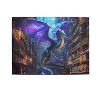 Liorosa Mystery Legend Puzzle en bois 500 pièces pour adulte, dragon avec ailes lumineuses dans un labyrinthe de livre sans fin, les pièces s'emboîtent parfaitement, convient pour les loisirs en