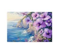 Liorosa Nature'S Aquarelle 1000 pièces de puzzle en bois pour adulte, art en bois avec fleur et mer, esthétique de couleur douce, relaxation profonde pour vous-même, cadeau pour les amateurs de fleurs