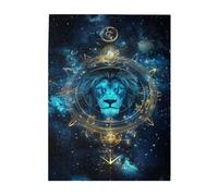 Liorosa Nebula King Puzzle en bois 500 pièces pour adulte, lion royal avec marques galactiques, merveilleuse imagination, brainstorming pour soulager le stress, exercer des compétences pratiques et de