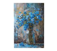 Liorosa Peinture à l'huile élégante vase 1000 pièces puzzle pour adultes, pétales bleus doux et coups de pinceau abstraits, cadeau de décoration murale unique, adapté pour les loisirs en famille, défi
