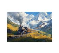 Liorosa Plateau Train à vapeur 1000 pièces de puzzle en bois pour adulte, beau plateau de montagne enneigée, profitez du processus de résolution de puzzle, design unique et beau, cadeau pour un ami