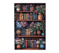 Liorosa Présentoir de jardin littéraire 1000 pièces de puzzle en bois pour adulte, couvertures de livres multicolores associées à des arrangements floraux vibrants, chaque pièce est unique, idéal pour