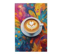 Liorosa Puzzle 1000 pièces pour adultes - Chef-d'œuvre d'art latte, motifs cœur et feuilles dans un café crémeux, exercice cérébral stimulant, exercice pratique et patience de réflexion