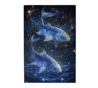 Liorosa Puzzle 1000 pièces pour adultes - Poissons classiques, carpe jumelle dansant dans les eaux étoilées, merveilleuse imagination, plaisir à la fois corps et esprit, oubliez les problèmes de la