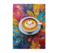 Liorosa Puzzle 500 pièces pour adultes - Chef-d'œuvre d'art latte, motifs cœur et feuilles dans un café crémeux, exercice cérébral stimulant, exercice pratique et patience de réflexion