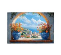 Liorosa puzzle adulte 1000 pièces paysage de la côte méditerranéenne, design animé et unique, esthétique aux couleurs douces, détendues, adaptés pour les loisirs et les divertissements en famille
