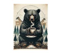 Liorosa Puzzle amusant en bois de 500 pièces d'ours de café pour adulte, design vibrant et unique, plaisir à la fois corps et esprit, complet avec la famille et les amis, cadeau pour les amateurs de