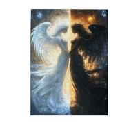 Liorosa Puzzle ange du bien et du mal pour adultes 500 pièces, charme cosmique unique, ange fantaisie, puzzle en bois, adapté pour les loisirs en famille et le divertissement