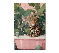 Liorosa Puzzle animal sauvage et fantaisiste de 1000 pièces pour adultes, léopard dans des bulles de bain, esthétique de couleur douce, adapté pour les loisirs en famille, profitez du processus de