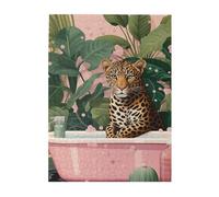 Liorosa Puzzle animal sauvage et fantaisiste de 500 pièces pour adultes, léopard dans des bulles de bain, esthétique de couleur douce, adapté pour les loisirs en famille, profitez du processus de