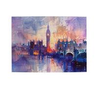 Liorosa Puzzle aquarelle Big Ben de 500 pièces pour adultes - Des coups de pinceau délicats de l'icône de Londres au crépuscule, les pièces s'emboîtent parfaitement, adapté pour les soirées de jeux de