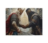 Liorosa Puzzle Bataille des rois pour adultes de 500 pièces, illustration de roi au design rétro, esthétique classique vintage, adapté pour les loisirs en famille et le divertissement, l'exercice