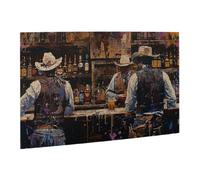 Liorosa Puzzle classique de 500 pièces, cowboys socialisant autour des boissons, esthétique classique vintage. Loisirs et défis exploratoires, œuvres d'art amusantes pour adultes