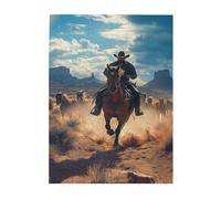 Liorosa Puzzle classique de cowboy occidental pour adultes de 500 pièces, vibrant et unique, chaque pièce est unique, œuvre d'art amusante pour adulte, profitez de résoudre des puzzles avec la famille