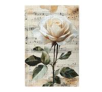Liorosa Puzzle Concerto rose pour adultes 1000 pièces, fleur élégante et partition de musique vintage, puzzle en bois esthétique des fleurs, profitez du processus de résolution de puzzle