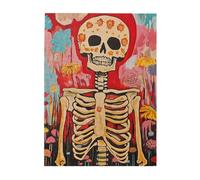 Liorosa Puzzle crâne et fleurs pour adultes 500 pièces, un chaos coloré pour les fans de puzzle, chaque pièce est unique, superbe œuvre d'art, idéal pour la relaxation et l'affichage pour les amateurs