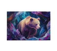 Liorosa Puzzle cubiste ours sauvage pour adultes 1000 pièces, puzzle en bois aux formes vives, pièces qui s'emboîtent parfaitement, assemblage pratique de votre décoration d'intérieur, cadeau pour les