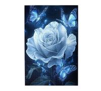 Liorosa Puzzle de 1 000 pièces avec fleurs bleues, rose bleu glacier avec pétales et papillon duo, couleurs vives, merveilleuse imagination, puzzles adaptés pour divertir en famille pendant les