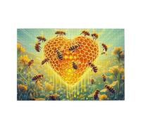 Liorosa Puzzle de 1 000 pièces pour adultes - Cœur en nid d'abeille doré, puzzle en bois détaillé avec des abeilles réalistes et du miel qui coule, loisirs exploratoires et défis, profitez du