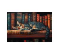 Liorosa Puzzle de 1 000 pièces - Rat de bibliothèque - Chat amusant qui dort profondément sur un livre antique - Superbe illustration - Design vibrant - Détendez-vous et profitez du plaisir de