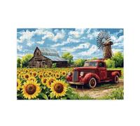 Liorosa Puzzle de 1000 pièces aux champs dorés, puzzle de tournesol vibrant avec moulin à vent classique, les pièces s'emboîtent parfaitement, exercice des compétences manuelles et de réflexion