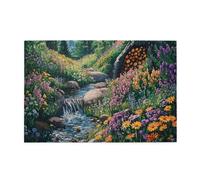 Liorosa Puzzle de 1000 pièces aux couleurs vives des ruisseaux de montagne, fleurs sauvages lumineuses, belle symphonie printanière, chaque pièce est unique, adapté pour les loisirs en famille, le