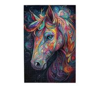 Liorosa Puzzle de 1000 pièces - Coursier mystique aux couleurs kaléidoscope, pièces en bois de qualité supérieure avec motif illusion d'optique, superbe œuvre d'art, plaisir à la fois corps et esprit