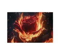 Liorosa Puzzle de 1000 pièces de rose flamboyante pour adultes, fleur de feu avec pétales de braise, art fantastique unique, plaisir anti-stress, profitez du processus de résolution de puzzle, design