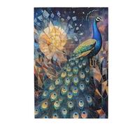 Liorosa Puzzle de 1000 pièces en verre teinté paon au pays des merveilles géométriques, défi de couleurs vives pour adultes, superbe décoration murale, activités amusantes pour les vacances en famille