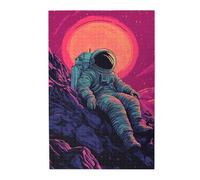 Liorosa Puzzle de 1000 pièces pour adultes explorateur solitaire, Spacefarer assis sur un terrain extraterrestre, puzzle en bois artistique science-fiction difficile, loisirs exploratoires et défis