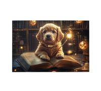 Liorosa Puzzle de 1000 pièces pour adultes - Golden Retriever magique - Puzzle en bois fantastique pour les amateurs de puzzle et la décoration d'intérieur, adapté pour les loisirs en famille
