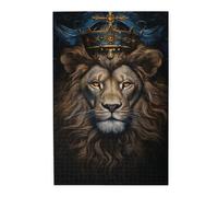 Liorosa Puzzle de 1000 pièces pour adultes - Lion couronné majestueux, portrait royal avec couronne dorée ornée, esthétique classique vintage, loisirs et défis exploratoires, design vibrant