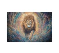 Liorosa Puzzle de 1000 pièces pour adultes - Lion majestueux avec des couleurs vives et un style rétro, puzzle en bois, exercice cérébral stimulant, superbe décoration murale, illustration amusante