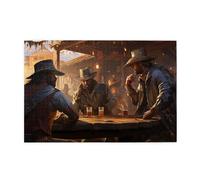 Liorosa Puzzle de 1000 pièces pour adultes - Scène de saloon sauvage ouest avec des cowboys buvant ensemble, puzzles vintage en bois occidental pour adultes, pièces s'assemblent parfaitement, cadeau