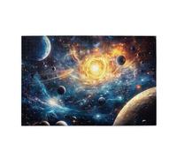 Liorosa Puzzle de 1000 pièces pour adultes - Système solaire mystique avec planètes vibrantes - Puzzle unique en bois d'art céleste - Cadeau de charme pour les amateurs de l'espace - Les pièces