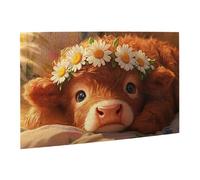 Liorosa Puzzle de 500 pièces aux couleurs vives, jolie couronne de veaux, portraits amusants d'animaux de ferme en gros plan, chaque pièce est unique, brainstorming pour soulager le stress, cadeaux