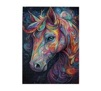 Liorosa Puzzle de 500 pièces - Coursier mystique aux couleurs kaléidoscope, pièces en bois de qualité supérieure avec motif illusion d'optique, superbe œuvre d'art, plaisir à la fois corps et esprit