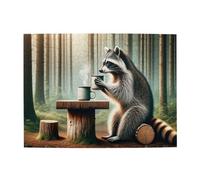 Liorosa Puzzle de 500 pièces de raton laveur matin pour adultes, les pièces s'adaptent parfaitement, pour les amoureux des animaux, exercer des compétences pratiques et penser de la patience, profitez