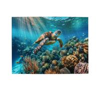 Liorosa Puzzle de 500 pièces - Gardien des récifs coralliens, tortue de mer nageant à travers un monde sous-marin vibrant avec des poissons, plaisir à la fois corps et esprit, cadeau pour un ami
