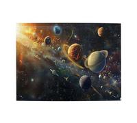Liorosa Puzzle de 500 pièces - Planète cosmique, soleil doré et mondes orbitaux colorés, aventure spatiale stimulante pour adultes, exercice de compétences pratiques et de pensée, superbe œuvre d'art