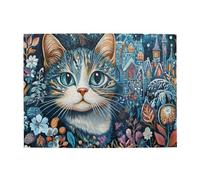 Liorosa Puzzle de 500 pièces pour adultes - Chat enchanté et château de conte de fées, félin dans un jardin mystique, art fantastique en bois de qualité supérieure, profitez du processus de résolution