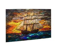 Liorosa Puzzle de 500 pièces pour adultes - Chef-d'œuvre de la goélette en bois sous le ciel vitrail, loisirs et défis exploratoires, esthétique classique vintage, adapté pour les soirées de jeux de