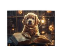 Liorosa Puzzle de 500 pièces pour adultes - Golden Retriever magique - Puzzle en bois fantastique pour les amateurs de puzzle et la décoration d'intérieur, adapté pour les loisirs en famille, profitez