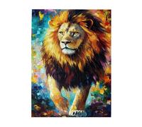 Liorosa Puzzle de 500 pièces pour adultes - Lion majestueux dans un style abstrait, crinière colorée avec des coups de pinceau audacieux, exercice cérébral stimulant, assemblage pratique de votre