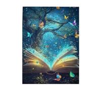 Liorosa Puzzle de 500 pièces pour adultes Livre d'histoires célestes sous la lumière des étoiles - Un jardin de papillons vibrant, vibrant et unique, superbe œuvre d'art, adapté pour les loisirs en